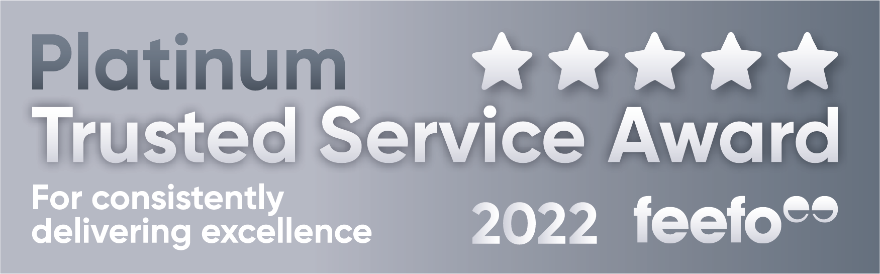 2022 Feefo Platinum Trusted Service Award  5 stars for consistently delivering excellence